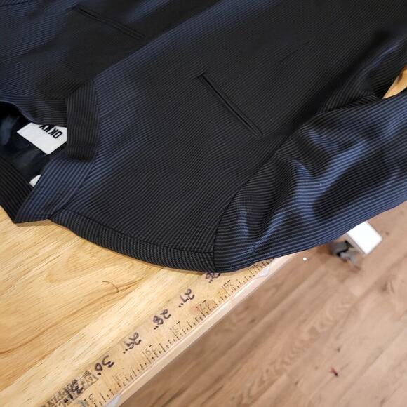 DKNY Donna Karen Wool Mandarin Collar Invisible Button Pinstripe Coat 8 - Picture 8 of 11